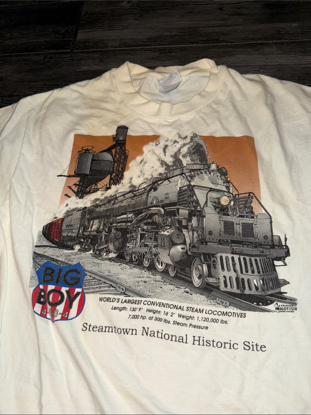 Big Boy Graphic Train Crewneck T-Shirt - White